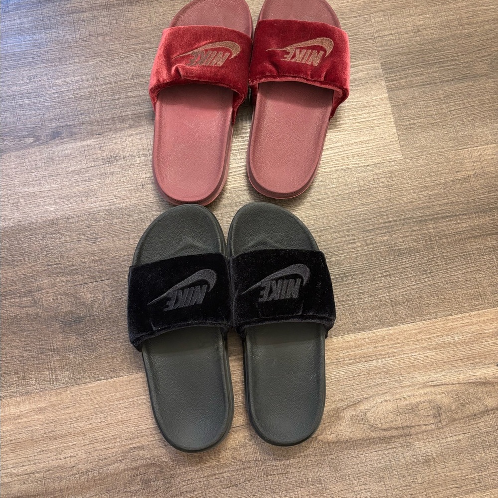 Velvet Nike Slides